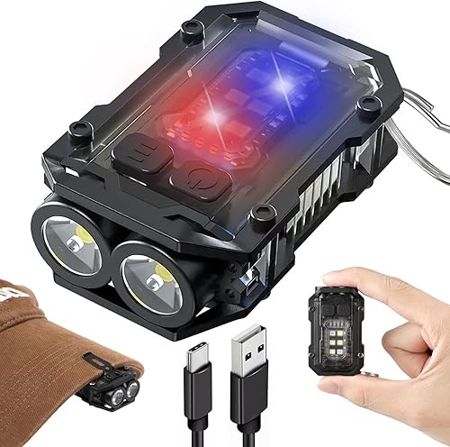 Miniatura 7 de SEFONE Paquete de 2 llaveros de luz de trabajo con 5 modos, lámpara plegable de 90, mini linterna recargable de 1000 lúmenes con imán de abridor de