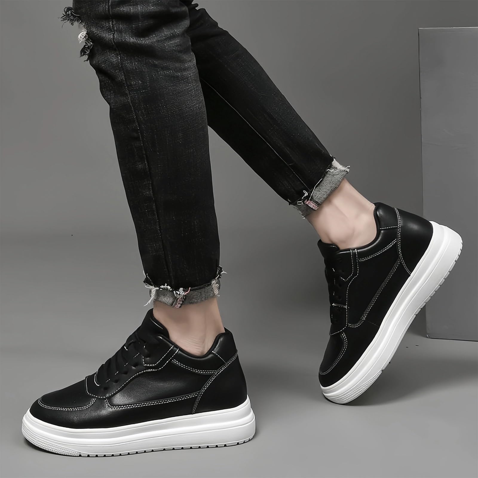 Elevateshoes Black Casual - Unsichtbare Höhenerhöhung Bis 10cm Für Herren & Damen