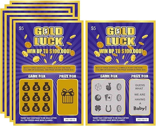 Gold Luck Pregnancy Announcement Fake Lottery Scratch Off Tickets, Great Idea for Pregnancy Reveal, 12 Cards