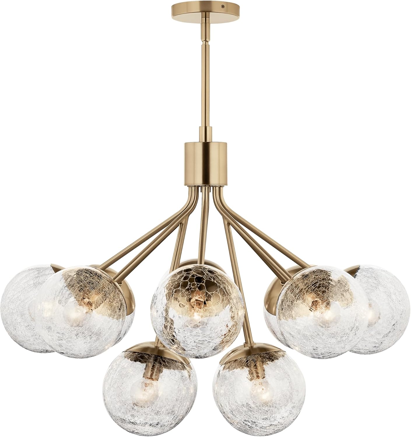 Kichler Silvarious 12-Light Convertible Chandelier, Soft Modern Light with Clear Crackled Glass in Champagne Bronze, for Dining Room, Living Room, Bedroom or Foyer (22.25" x 30"), 52701CPZ