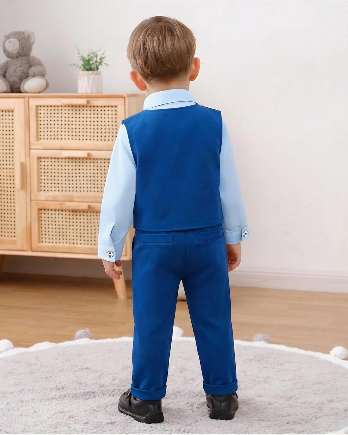 YUEMION Toddler Baby Boy Clothes Suits Gentleman Dress Shirt+Bowtie+Vest+Suspender Pants Boy Formal Wedding Outfits Set 1-5T