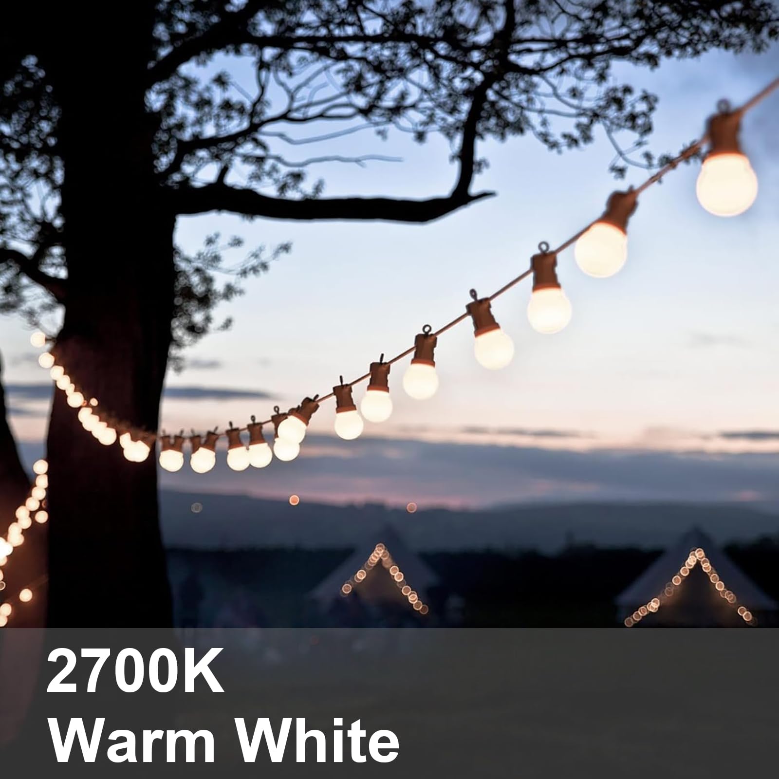 40 lampadine a LED E27, luce bianca calda, 1 W, G45, piccole lampadine, 1 W, sostituisce lampadine da 5 Watt, 2700 K, per luci impermeabili, per feste e vacanze