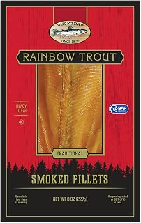 Ducktrap Smoked Rainbow Trout Fillet, 8 oz - Ready-to-Eat Kosher Gourmet, Moist & Delicate from Maine