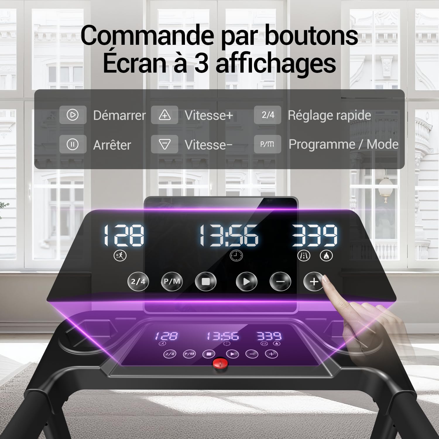 LONTEK Tapis de Course Pliable Inclinable 15%,Tapis de Marche Inclinable 12KM/H,Treadmill Home avec Moteur 3,0 CV et Affichage LED, 136KG
