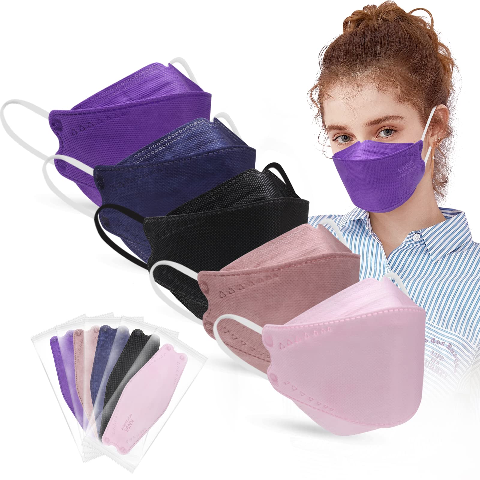 KN95 Face Masks 50 Pack 4 Layers Tie Dye Breathable Safety Respirator Multicolor Cup Dust Disposable KN95 Mask Adult