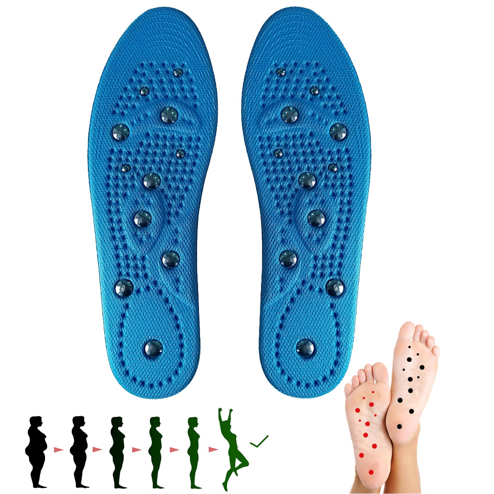 Plantillas Magneticas Adelgazantes para Fascitis Plantar Ortopedicas Masaje de Pies Aliviar Reflexología Acupresión Unisex (S(35-40))