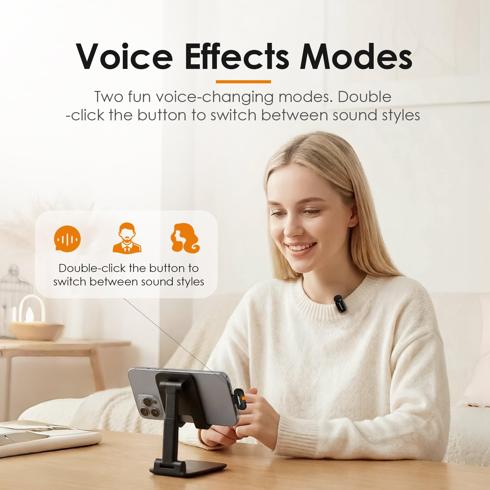 SONICAKE Mini Micrófono Inalámbrico Solapa 2,4GHz Transmisión Señal | Triple Nivel Reducción Ruido, Emparejamiento Automático,Compatible con Iphone/Android/Ipad/PC,para Youtube,Vlogs,Directos