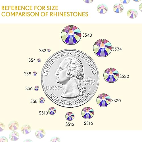 Miniatura 9 de 576 diamantes de imitación de cristal SS30 SS34 SS40 AB, gemas con purpurina y parte trasera plana, diamantes de imitación redondos brillantes para