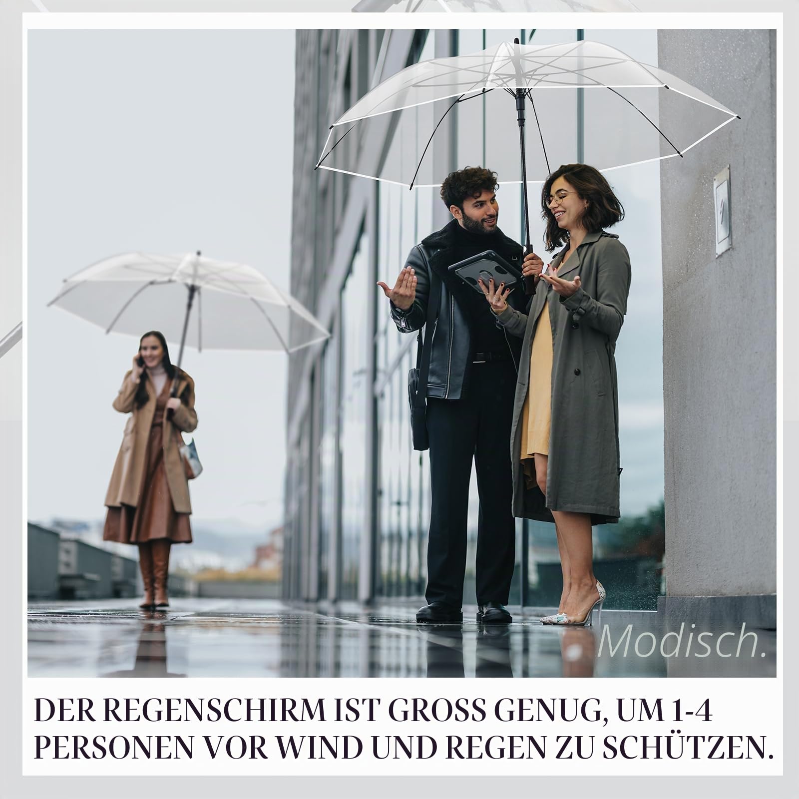 Weewooday 2 Durchsichtige Regenschirme XXL Große Regenschirme Automatik Schirm mit Druckknopf Elegante Stockschirme Winddicht Wasserdicht Regenschirm Hochzeitsschirm Partnerschirm Golfschirm