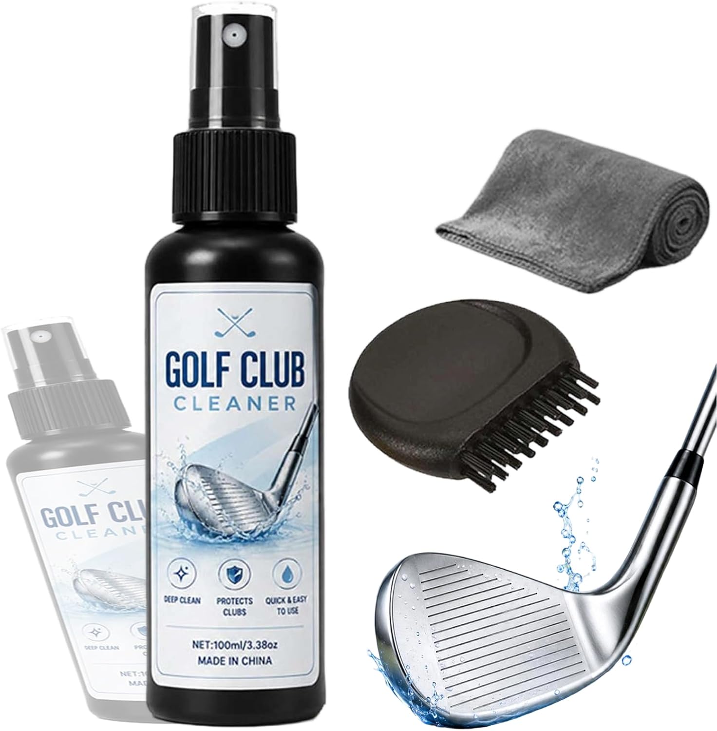 Golf Club Cleaner, 3-in-1 Restores Tackiness & Traction with Brush & Towel