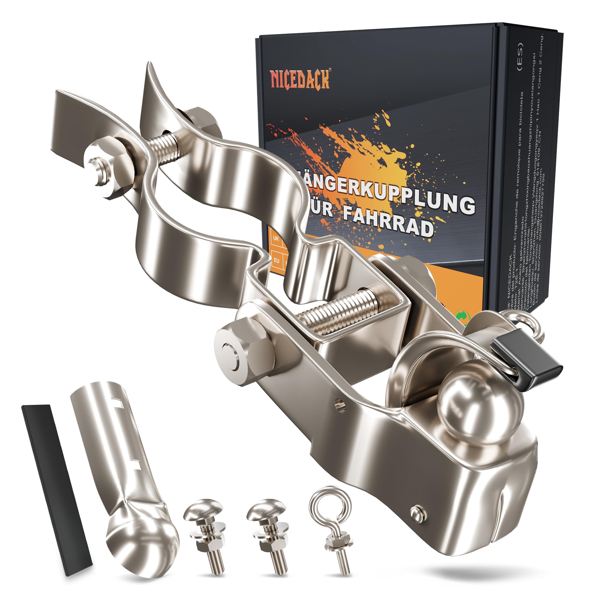 NICEDACK Bicycle Trailer Hitch, Galvanised Steel, Compatible with All Standard Seat Posts, Bicycle Towing Hitch