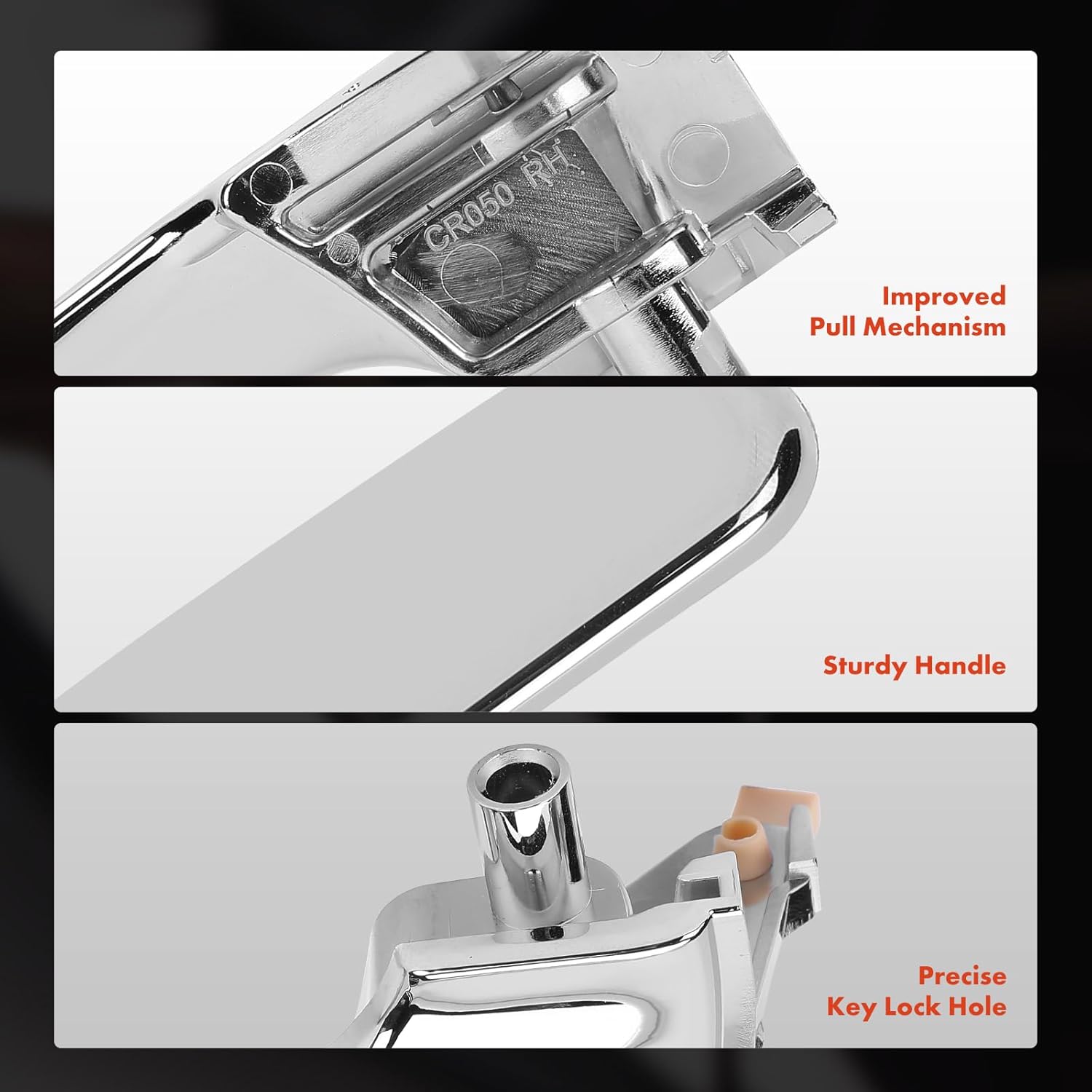 A-Premium Front or Rear Right Passenger Side Interior Door Handle Compatible with Jeep KK Series Liberty 2008 2009 2010 2011 2012, Chrome