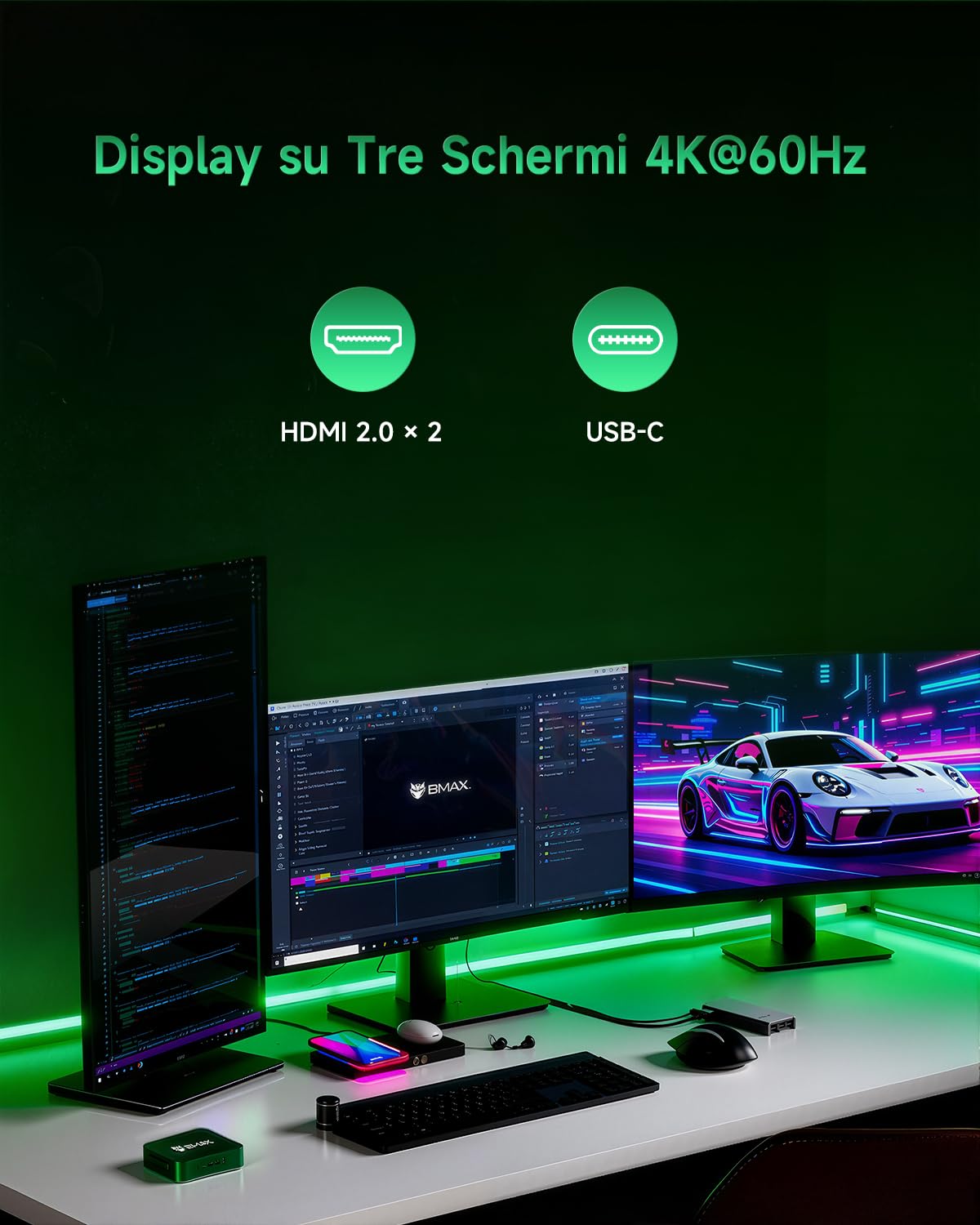 BMAX Mini PC B6 Plus, Intel Core i3-1000NG4 12GB LPDDR4 RAM 512GB NVMe SSD | Superare 3150U/N100, fino a 3,2 GHz, Mini Computer W-11 Pro, HDMI/USB-C Display Triplo 4K@60Hz, WiFi, BT Ufficio/Casa/Scuola