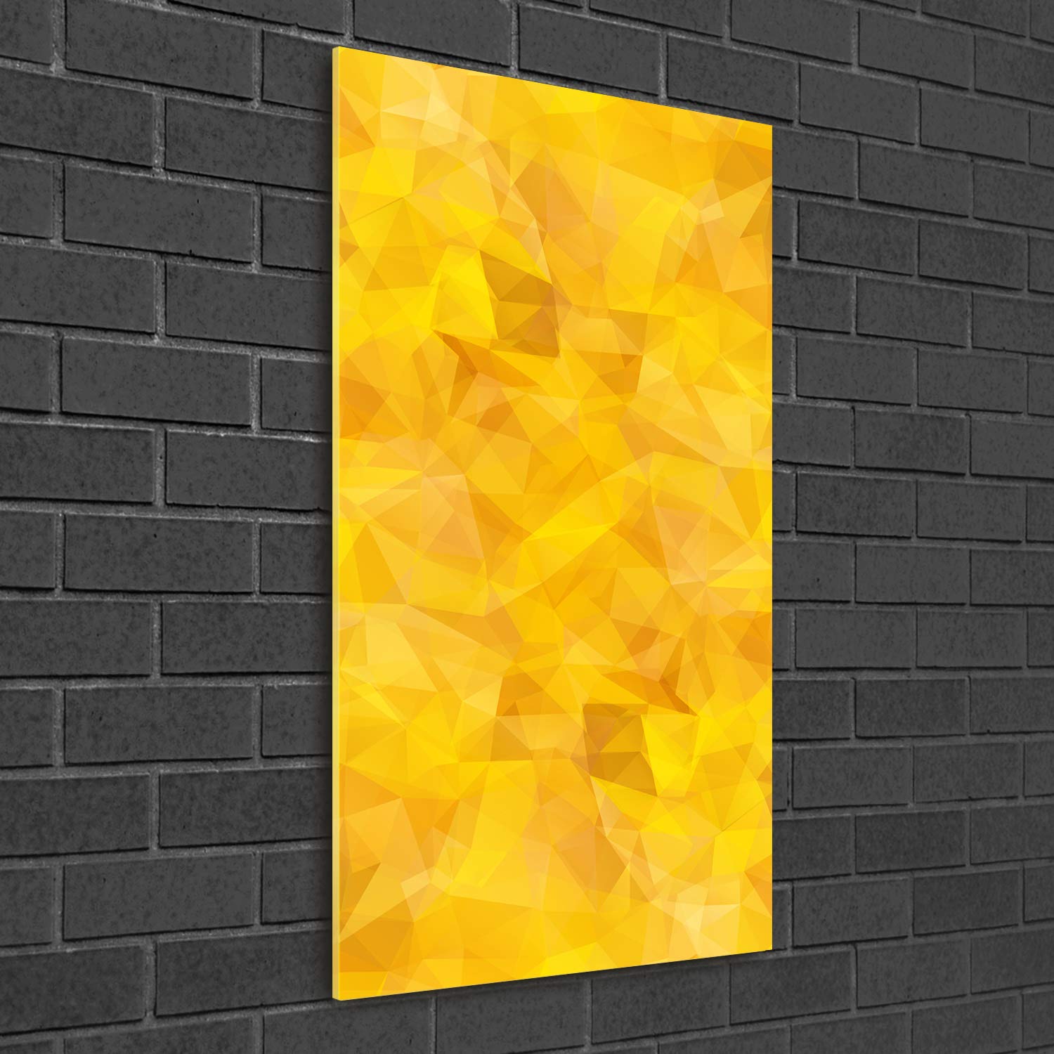 Tulup Impression sur Verre de 50x100 cm Image Tableau Photo décorative panoramique pour la Cuisine et Le Salon - Art: Moderne et Classique - Triangles d'abstraction - Jaune