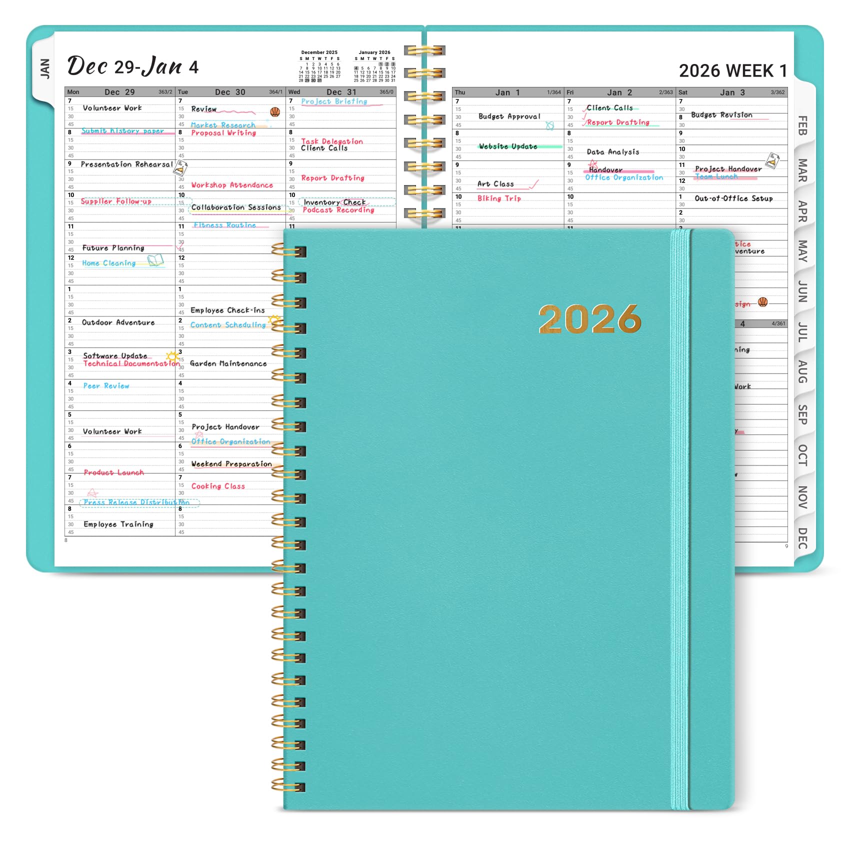 Agenda 2026, agenda per appuntamenti trimestrale, settimanale e mensile (gennaio 2026 - dicembre 2026), agenda 21,6 x 27,9 cm, con copertina flessibile e linguette, perfetto per forniture scolastiche