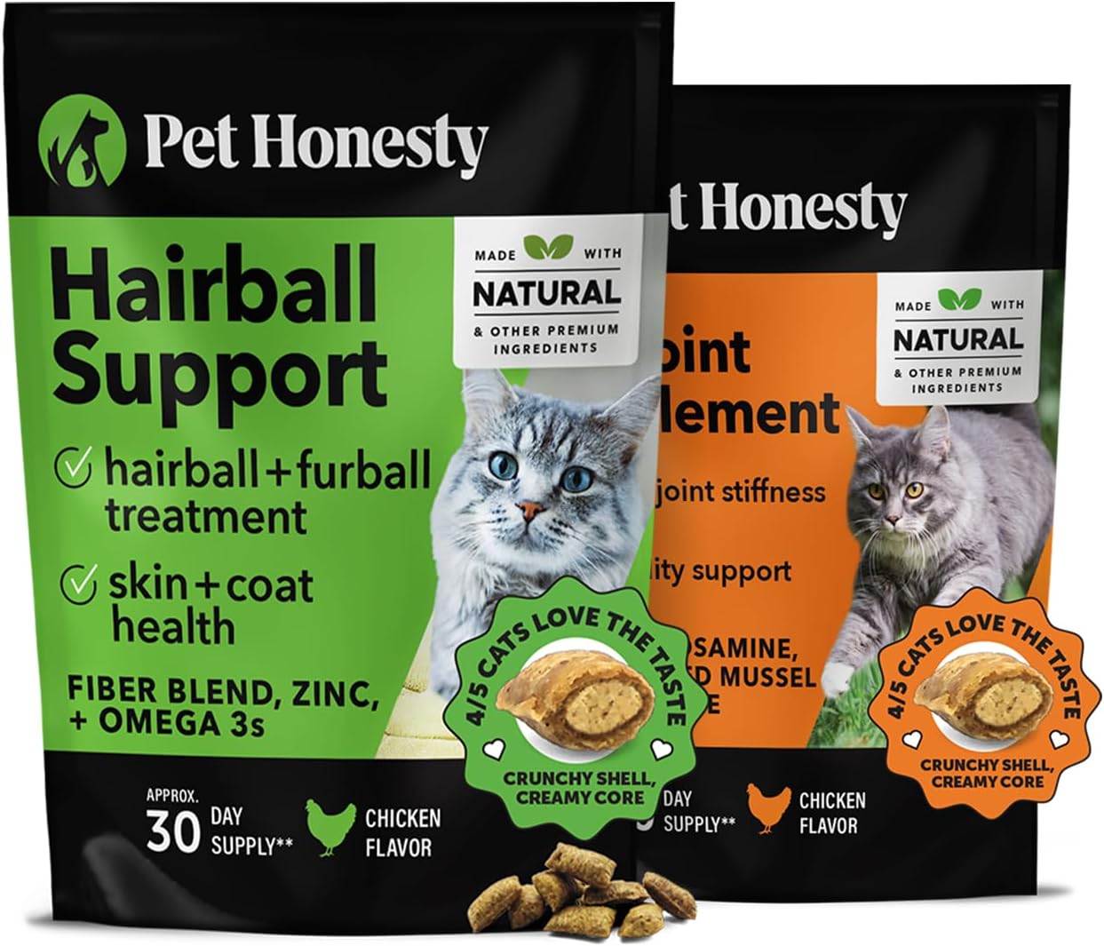 PetHonesty Cat Hairball Support + Cat Hip & Joint Support