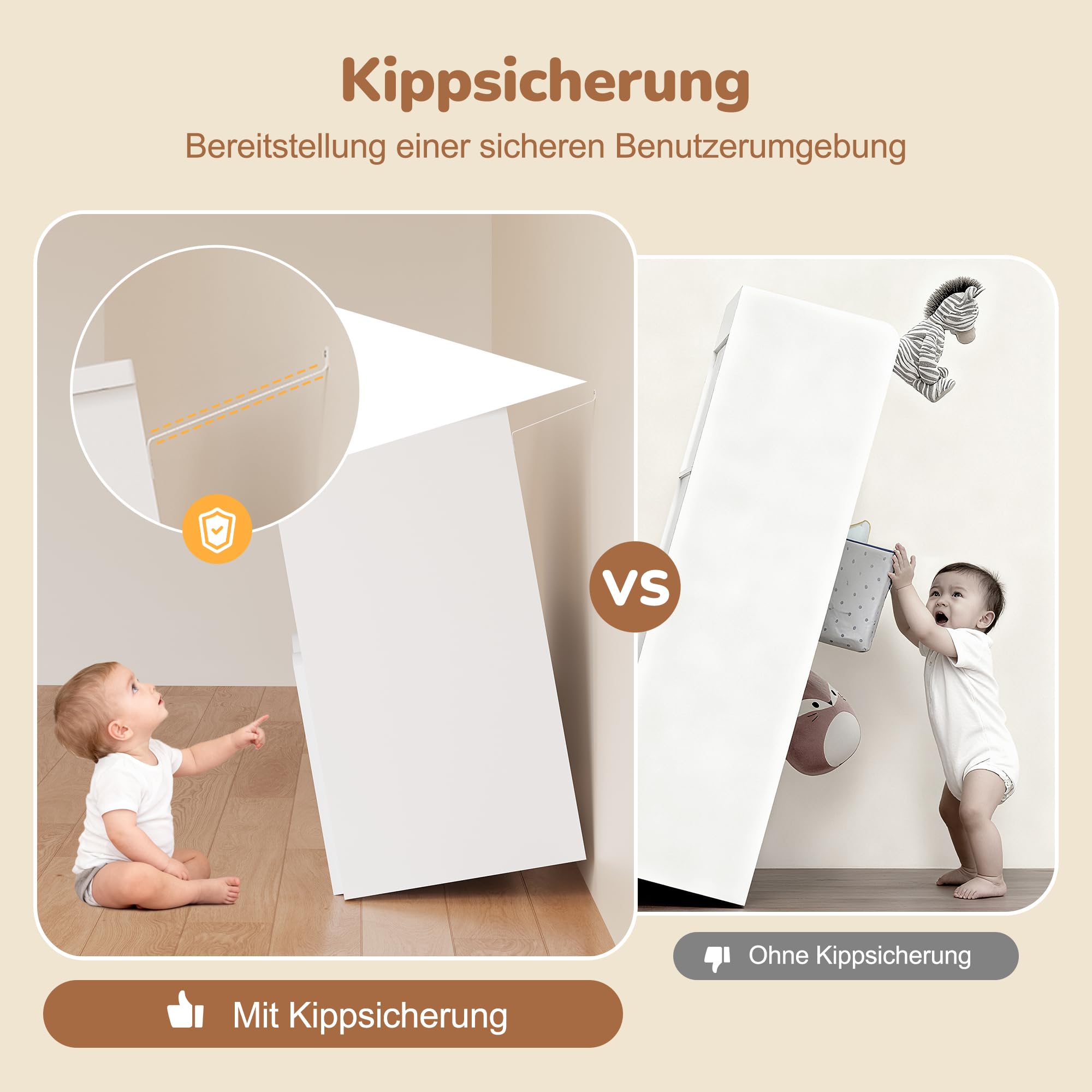 YOUDENOVA Kinderregal, Kinderzimmer Möbel mit 3 Boxen, Spielzeug Aufbewahrung auf Rollen, 102,2x33x61,5 cm, Aufbewahrung Kinderzimmer für Bilderbücher, Geschichtenbücher und Spielzeug, Weiß