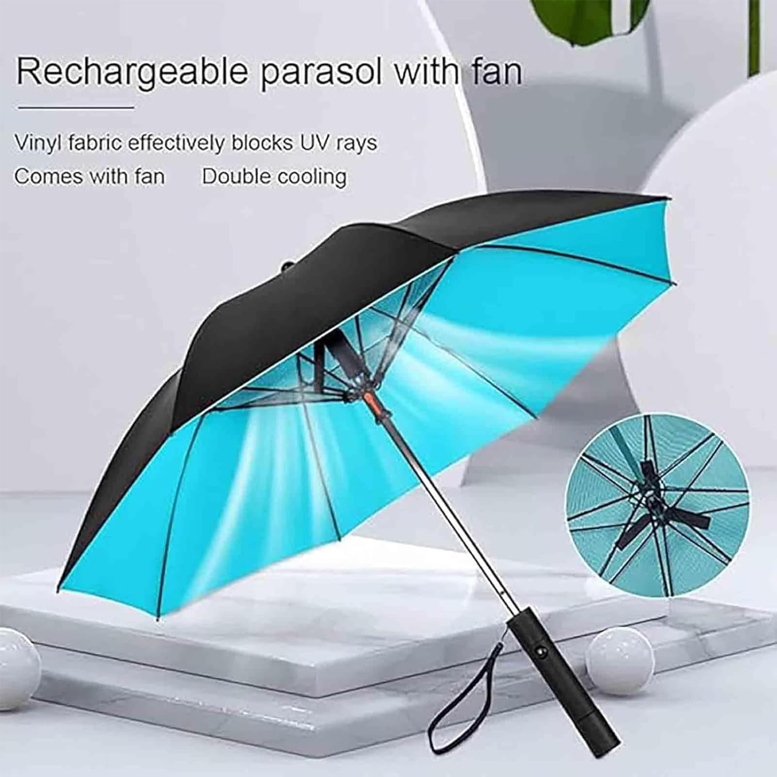 Parapluie anti-UV avec ventilateur | Parasol rafraîchissant avec