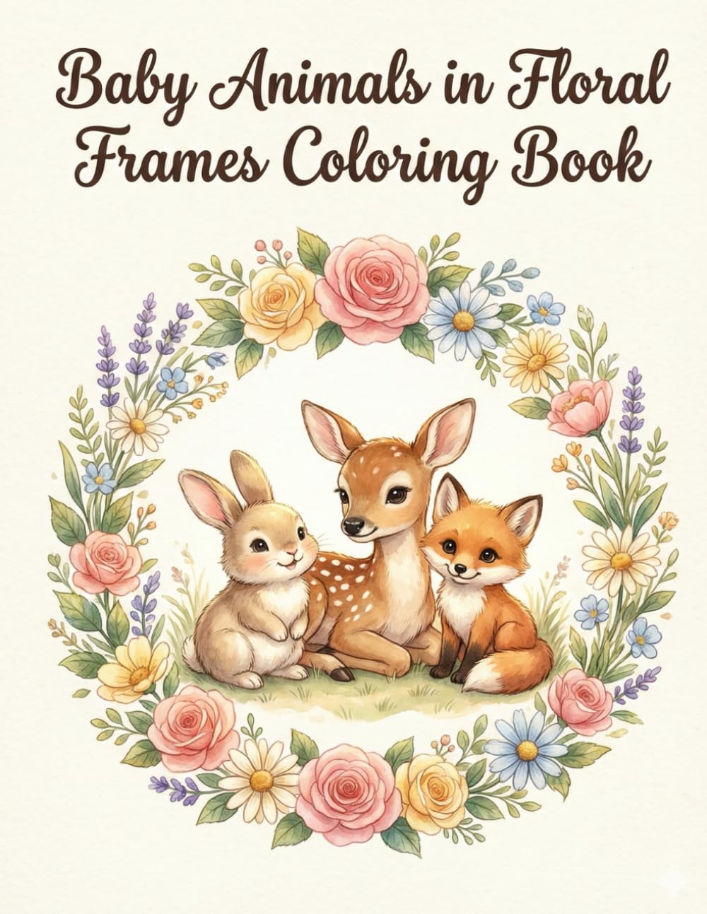 Baby Animals in Floral Frames Coloring Book: Adorable Baby Creatures Surrounded by Floral Frames for Calm & Creativity