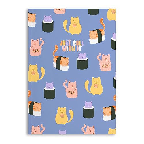 Miniatura 1 de CENTRAL 23 Cute Notebooks For School - A5 Notebook College Ruled - 'Just Roll With It' - 192 Lined Paper - Cute Sushi Cats Design - Writing Journal