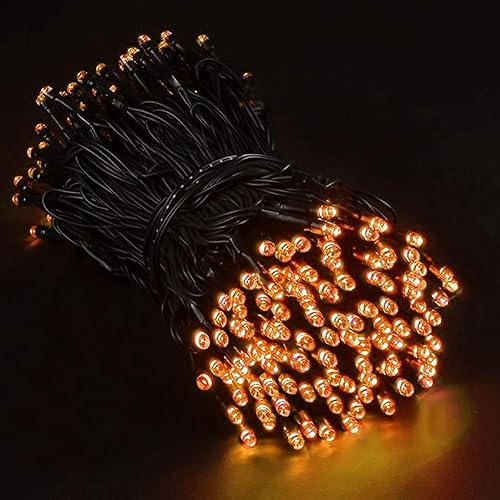 Miniatura 4 de Luces de Halloween naranjas para exteriores, 200 luces LED, 66 pies, enchufe con 8 modos, luces de Halloween impermeables para exteriores,