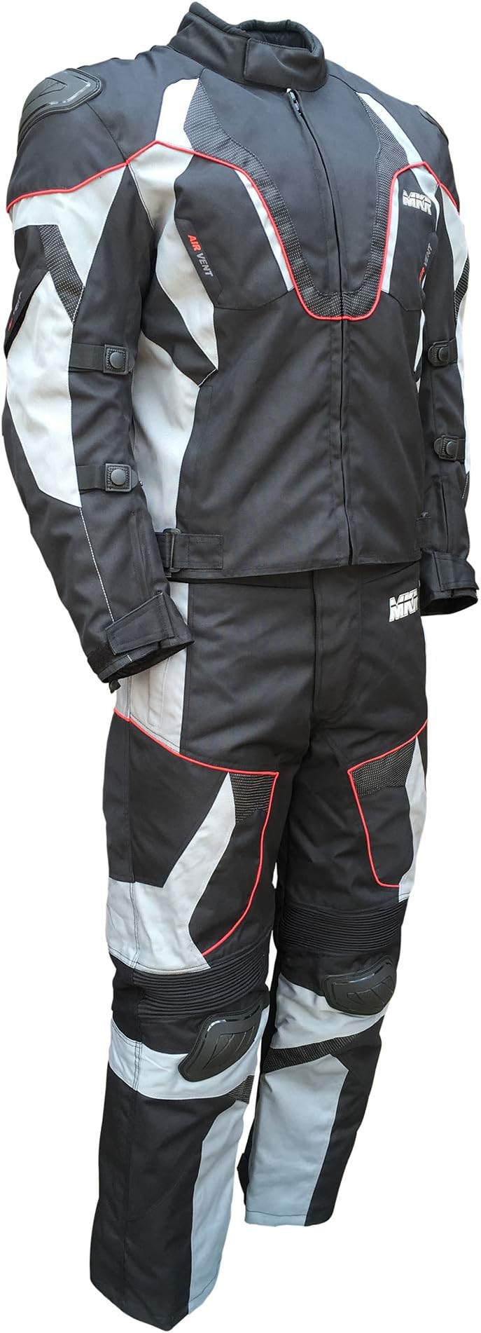 MKR Hypertex Textile Motorcycle Jacket and Trousers Waterproof Protective Suit With Race Hump (L / 34" Waist)