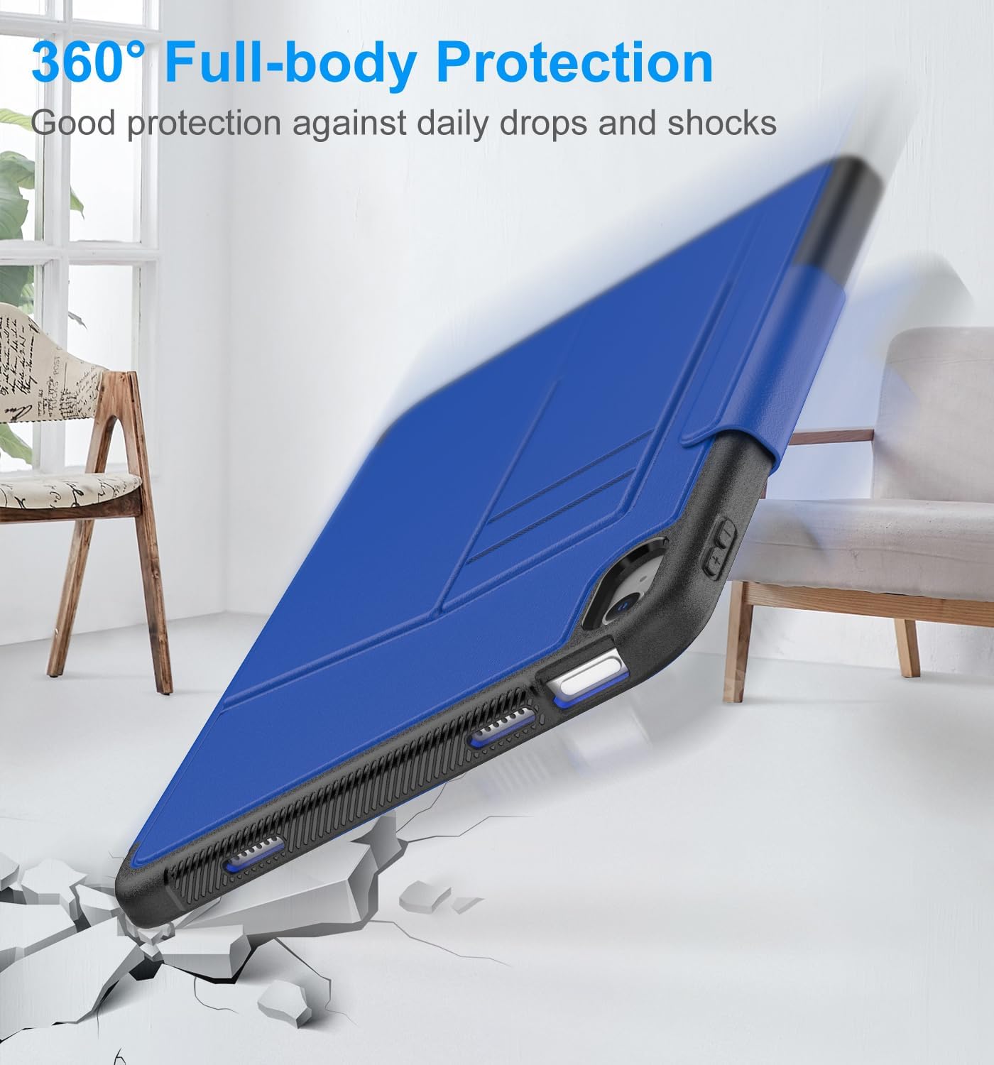 DAORANGE Case for iPad (A16) 11th Generation 11 Inch 2025, for iPad 10th Generation Case 2022, Strong Magnetic Shockproof Case with Multi-Angle Stand, Pen Holder, Rugged & Durable (Blue)