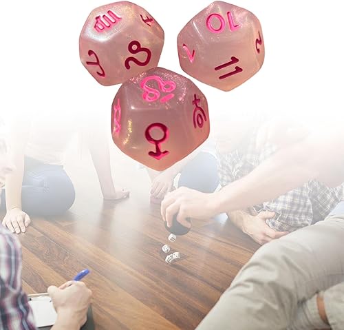 Miniatura 6 de B Baosity 3 dados poliédricos, dados de astrología, juguetes de enseñanza de matemáticas, dados de juego D12 multicara, dados de constelación para
