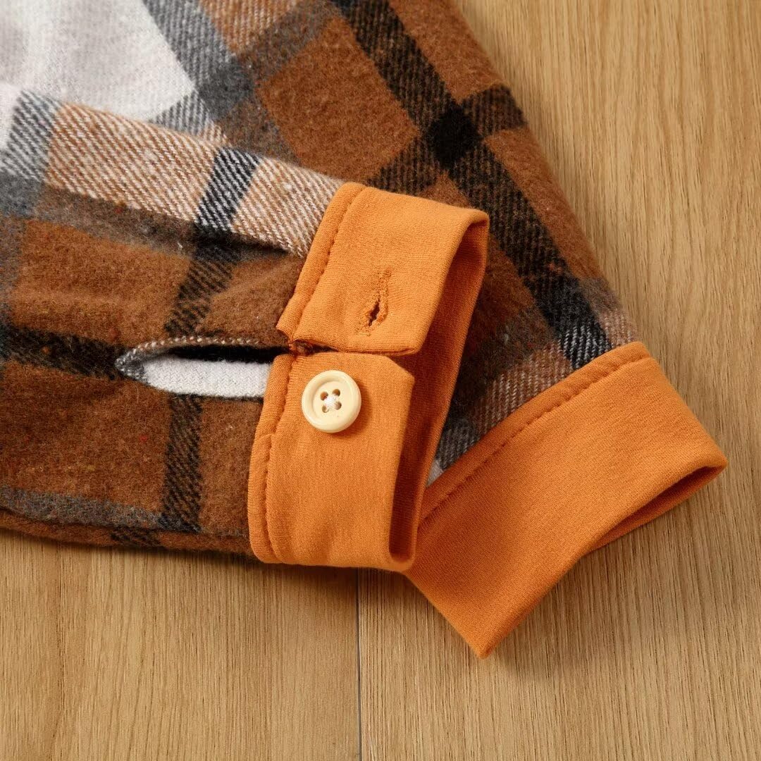 Toddler Baby Boys Clothes Fall Winter Outfits Lattice Button Down Hooded Sweatshirt Tops Pants Sets 12 Months-5T - Image 6