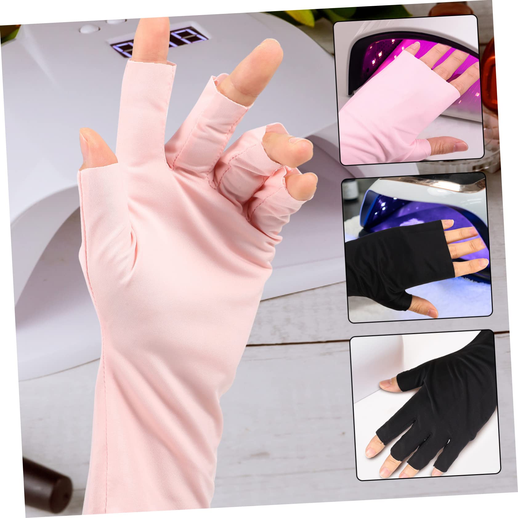 Healvian 12pares Guantes Uv Para Manicura De Gel De Guantes Sin Dedos Diseño Transpirable y Elástico Protección Uv Para Mujeres y Niñas