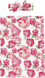 Newborn Receiving Blanket with Headband Elephant Watermelon print Swaddle Blanket Sleeping Bag