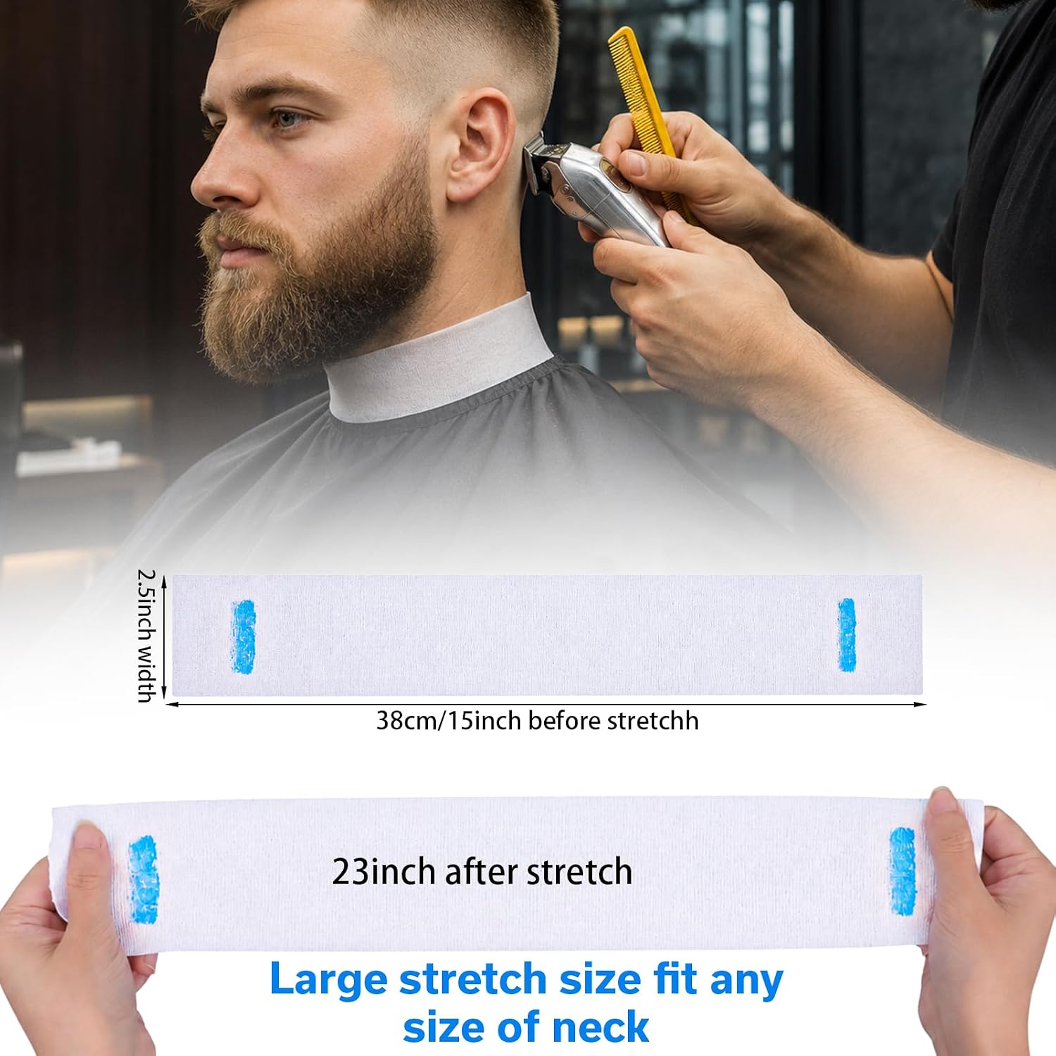 4000 Strips Professional Barber Neck Paper | 40 Rolls Disposable Haircutting Neck Strips, Stretchy Self-Adhesive Tissue for Salon, Hair Styling & Grooming (Bulk Value Pack)