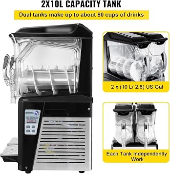 10L 20L 30L Slushie Machine Commercial Ice-Cool Juice Smoothie Slush Maker Frozen Drink Dispenser Vending for Home for Beginners DIY(10L (liquefied Gas))