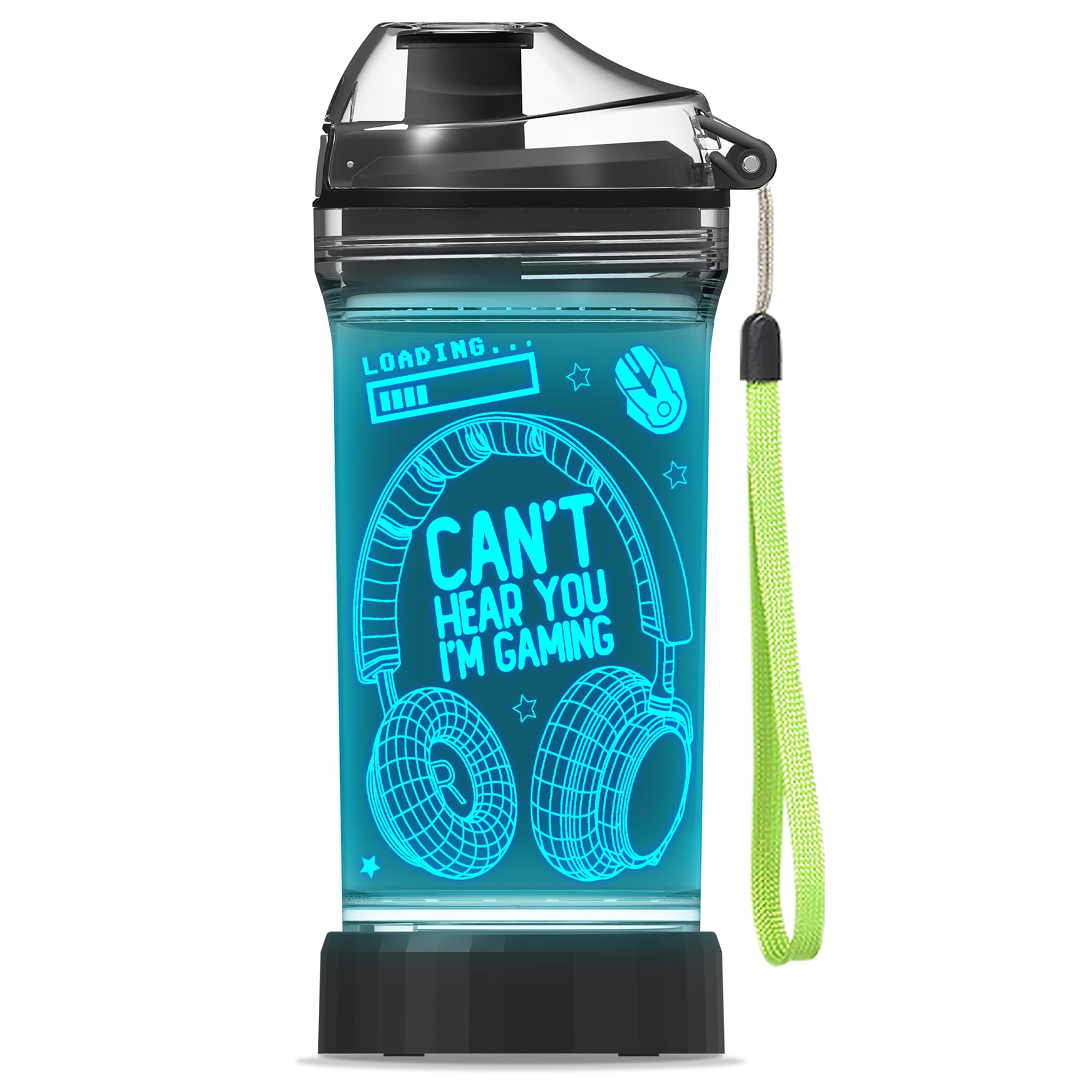 Cadeau anniversaire garçon gourde lumineuse 3D bouteille d'eau Can't Hear You I'm Gaming 400ml