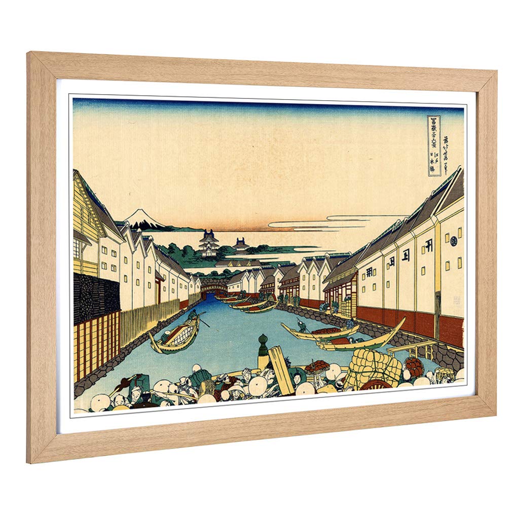 Big Box Art Framed Print of Hokusai Japanese Oriental Nihonbashi Design | Wall Art Picture | Home Decor for Kitchen, Living Room, Bedroom, Hallway, Oak, A2 / 24.5x18 Inch / 62x45cm