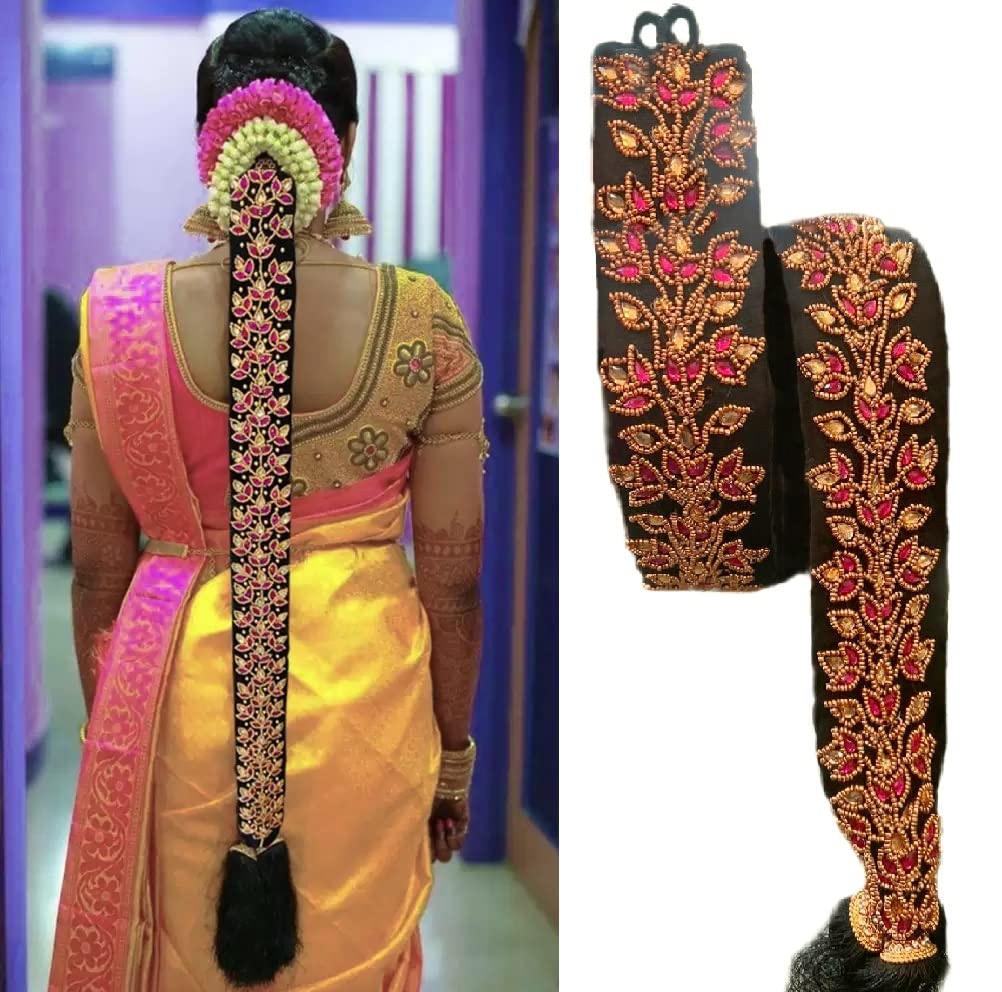 Fashion Bridal Poola Jada Hair Choti Jadai Billalu Kupullu Set Hair Ornaments For Women