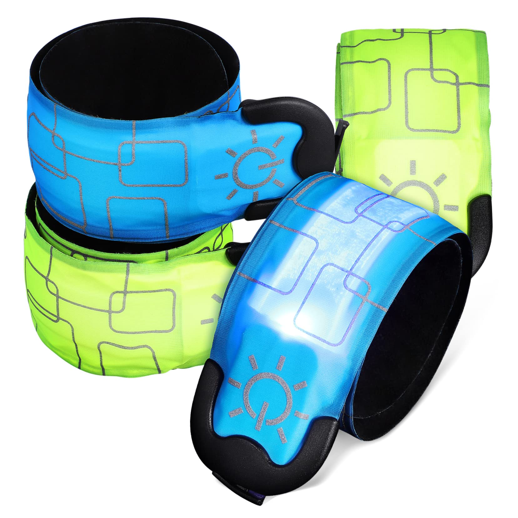 Hemobllo 4 Pièces Bracelets LED Rechargeables Armbands Réfléchissants pour Course Verts Modes Multiples