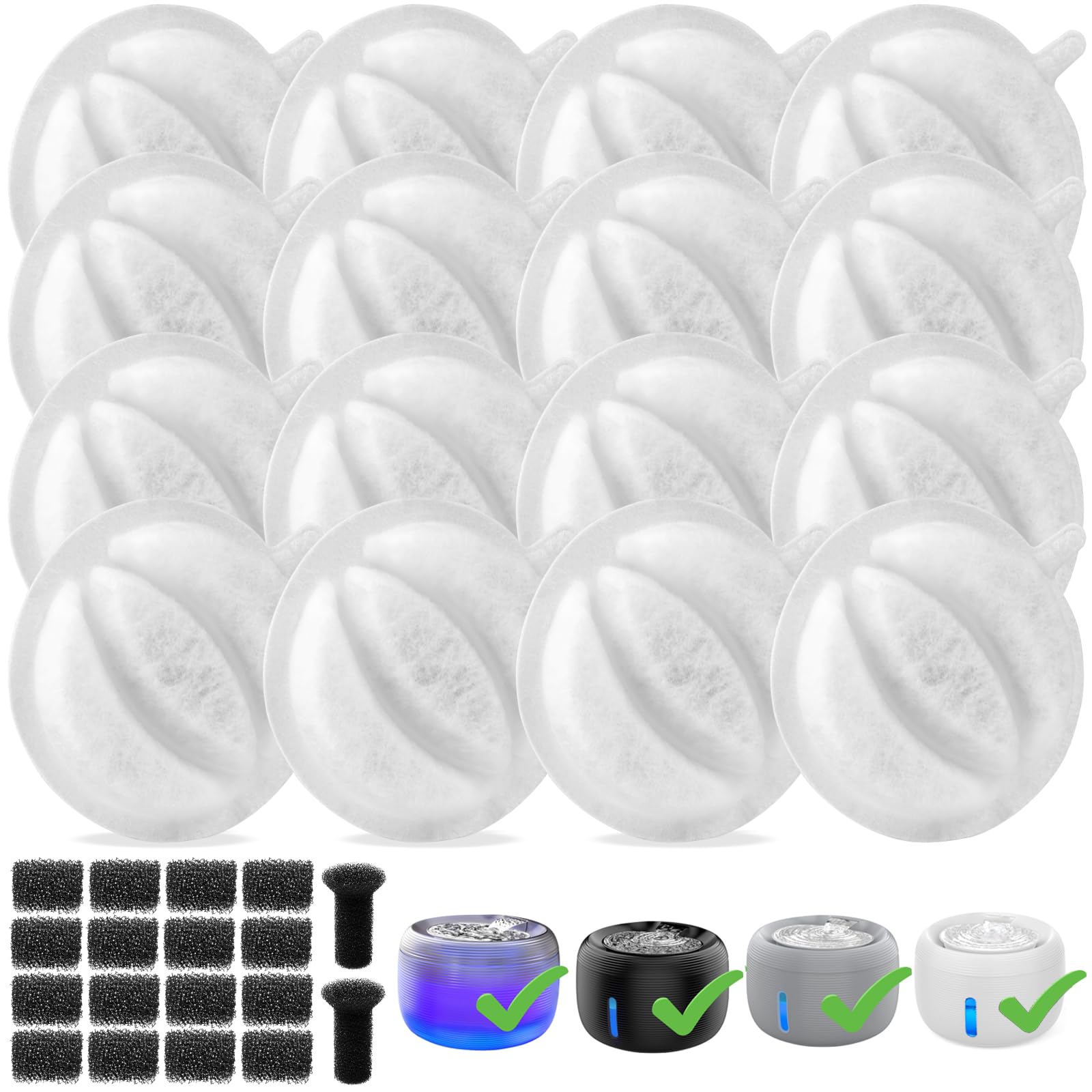 SIBAYS 16 Pack Cat Water Fountain Replacement Filters