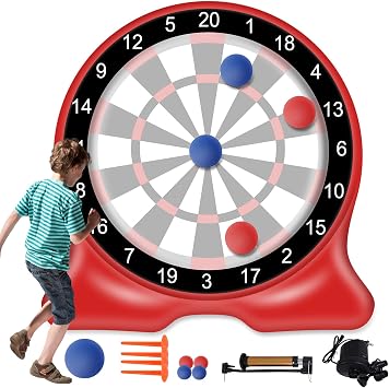 Outdoor Games, Inflatable Giant Kick Darts 6.5FT, Soccer Dartboard for Adults & Family, Backyard Yard Game, Carnival Lawn Games with Air Pump, 10+ Play Modes