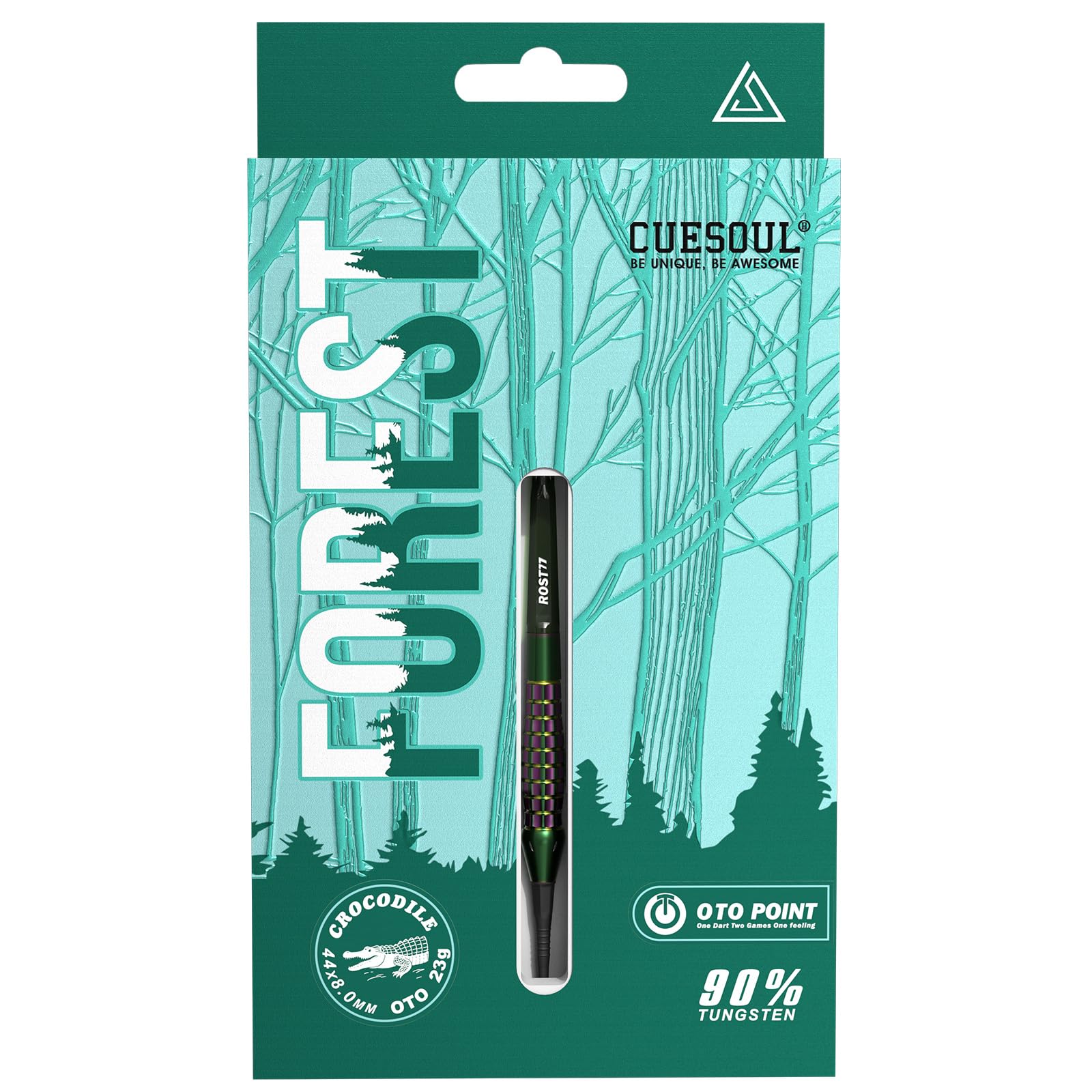 CUESOUL FOREST CROCODILE 23g OTO Point 90% Tungsten Dart Set with Titanium Coated and Integrated ROST77 Flight