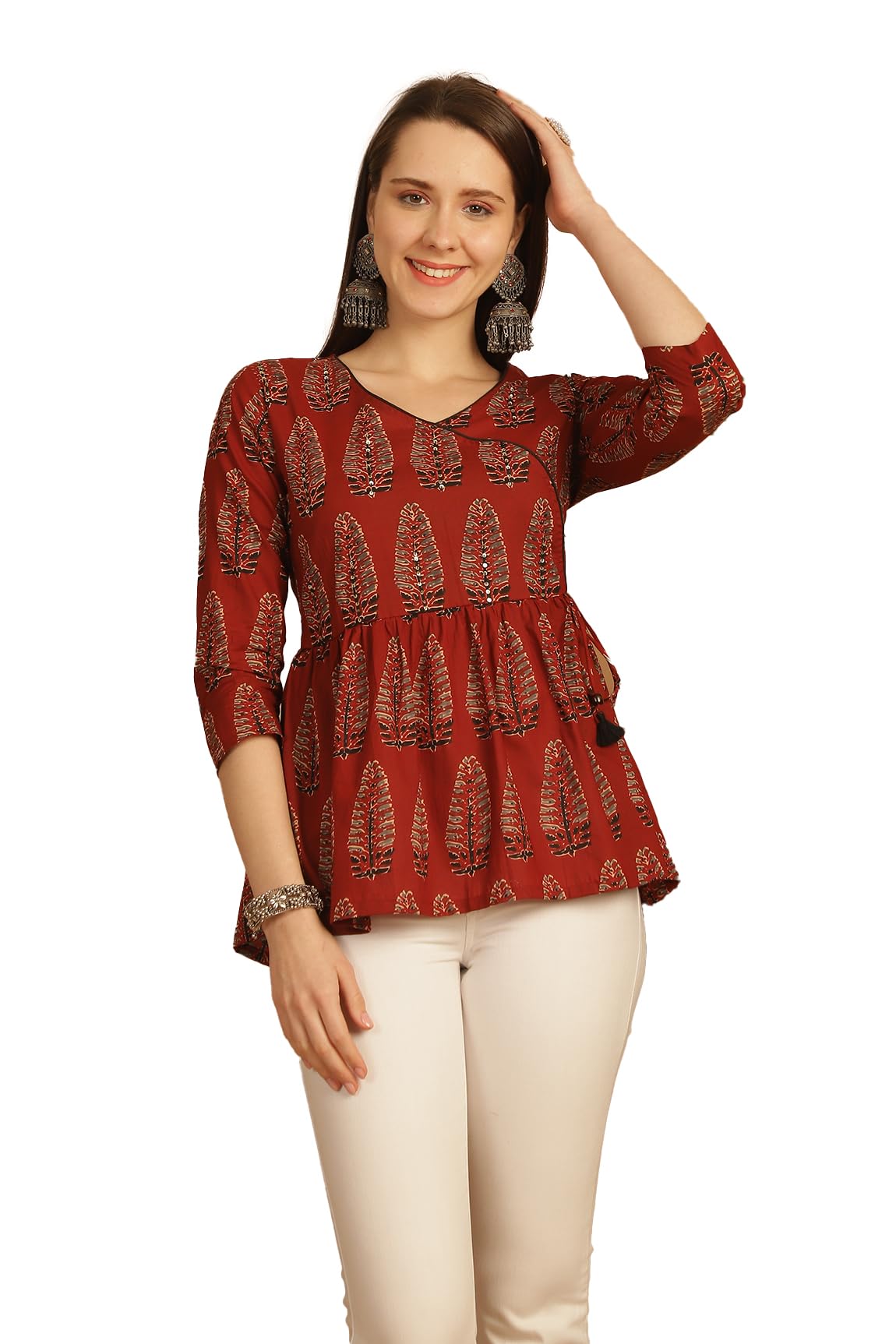 rajnandini Women's Pure Cotton Block Printed Short Top (JOPLJPR747-P_Brown_P)-picture-28
