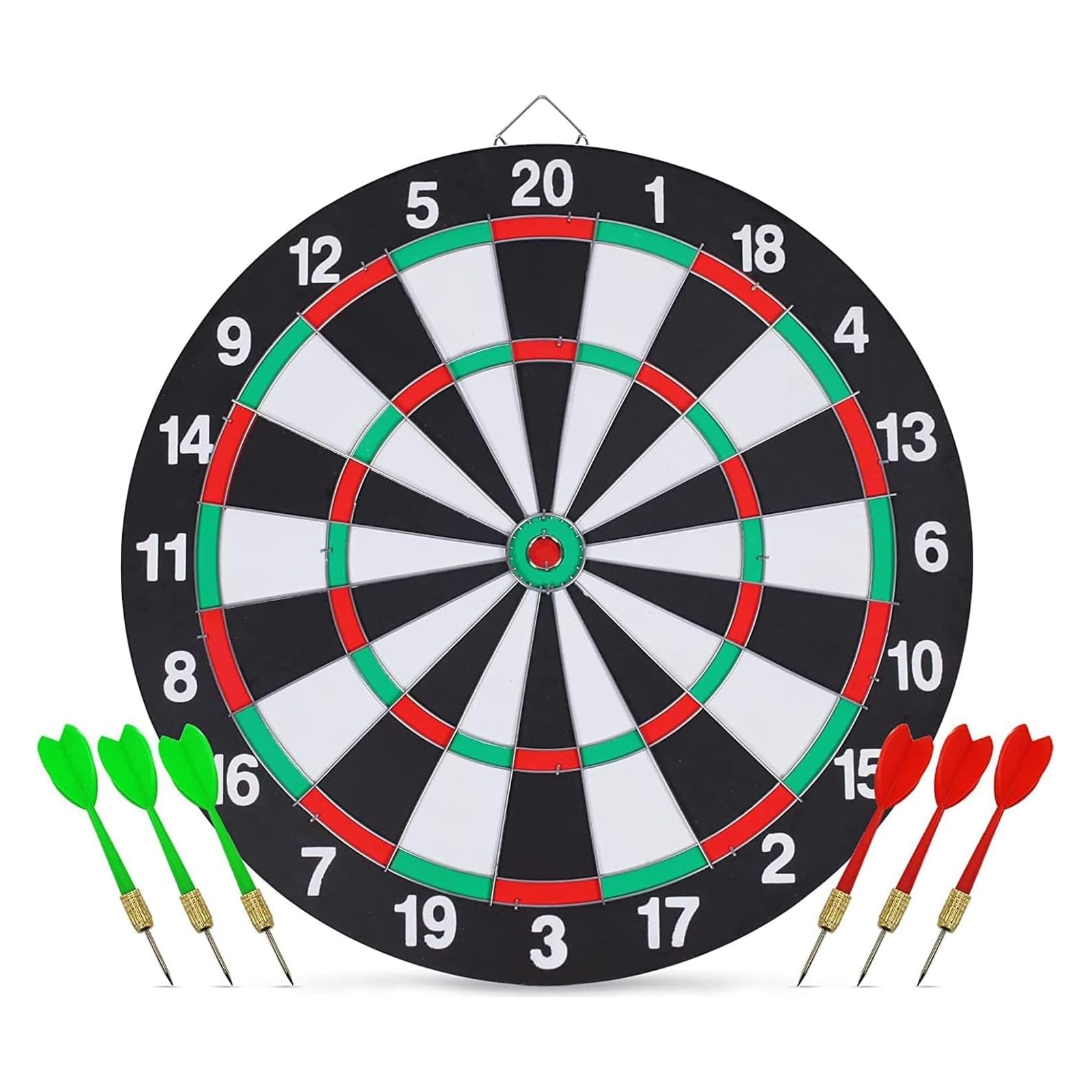 YARDHOBI Dart Boards Set for Adults, 17 Inch Double Sided Usable Dartboard with 6 Metal Tip Darts, Professional Size Dartboard Set, Round Radial Spider Wire, Number Ring-Free Dart Boards Game