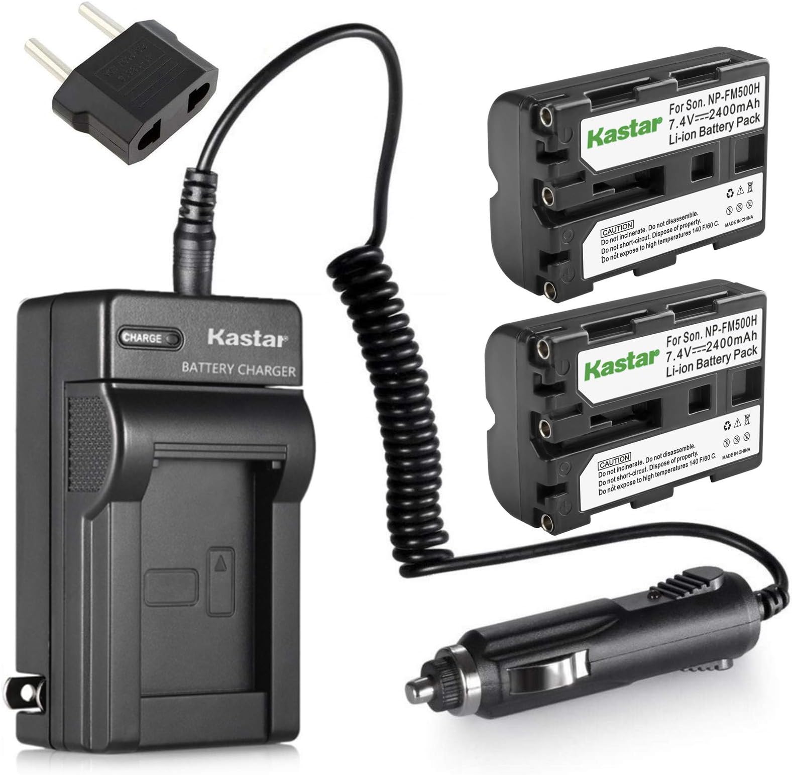 Kastar NP-FM500H Battery (2-Pack) and Charger Kit for Sony DSLR-A100 A200 A300 A350 A450 A500 A550 A560 A580 A700 A850 A900 Alpha SLT A57 A58 A65 A65V A77 A77V A77 II A77M2 A99 A99V CLM-V55 Cameras