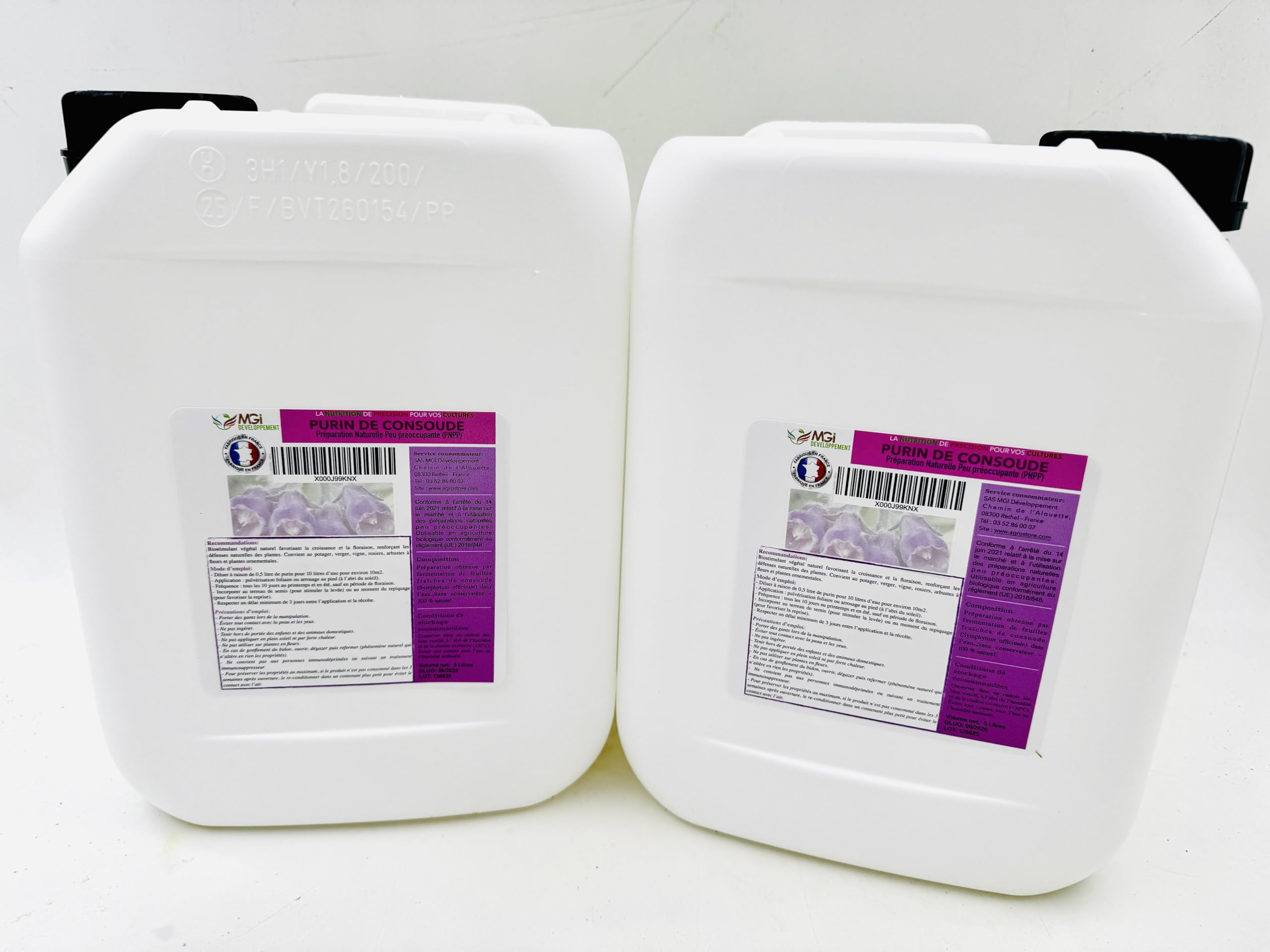 lot de 2 bidons 5L – Purin De Consoude – 100% naturel – PNPP utilisable en Agriculture Biologique - bidon 5L pour 100L prêt à l’emploi pour 100m2 - Made in France - usage particuliers