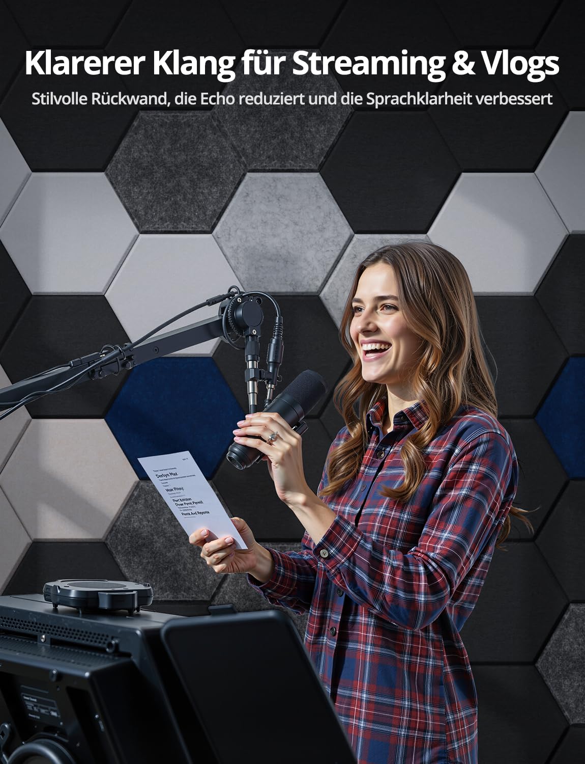 Kuchoow Hexagon Akustikplatten selbstklebend Schallabsorber Wand, 12 Stück Akustikpaneele Filz Akustik Absorber für Studio, Gaming, Büro, Decke, Tür, Kinderzimmer, Wohnzimmer, 30x26x0,9 cm, Schwarz