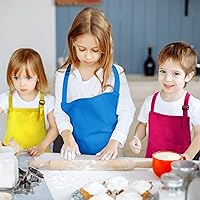 Vista 5 de Yaomiao Delantal para niños de 4 piezas, con bolsillo, ajustable, para cocinar, hornear, pintar