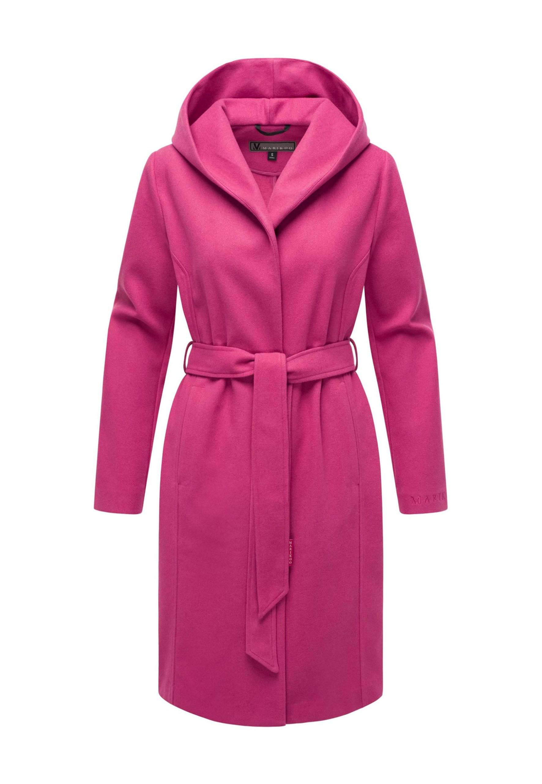 MARIKOO Cappotto da donna per le mezze stagioni (XS-3XL) – Elegante cappotto con cintura in vita, cappuccio oversize, giacca calda da donna – N046