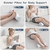 Vista 14 de Almohada Cervical de Rollo, Almohadas de Soporte Cervical de Espuma Viscoelástica, Almohadas de Cuello Redondas, Almohadas Cilíndricas de Refuerzo