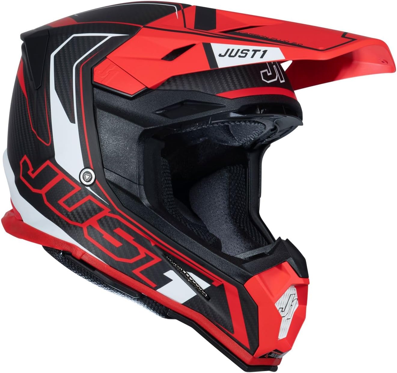 Just1 Racing J22 Adult 3K Carbon Fiber Shell MX Motocross Off-Road Motorcycle Helmet ECE/DOT Approved