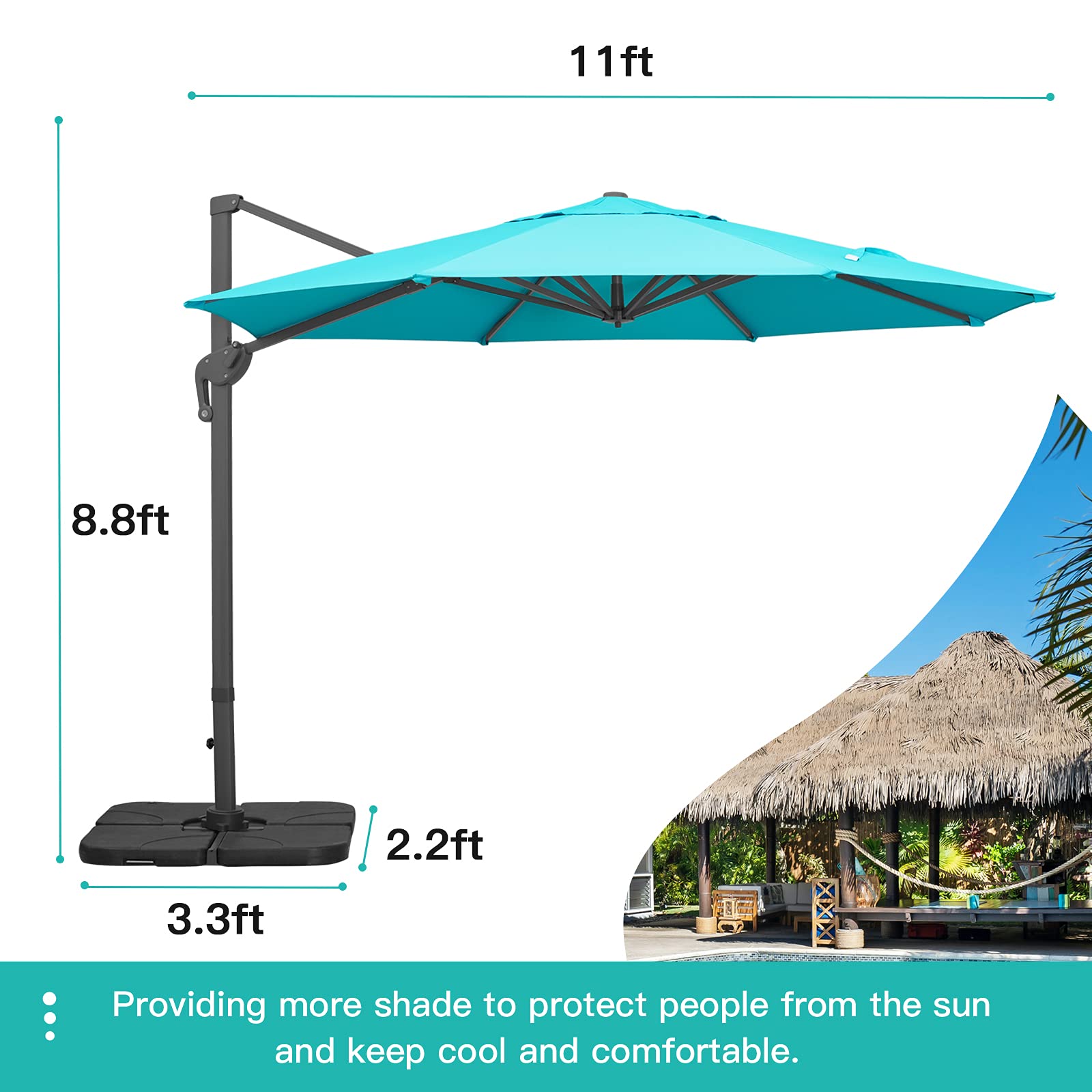 Buy Sunnyglade 11FT Cantilever Patio Umbrella Round Deluxe Offset